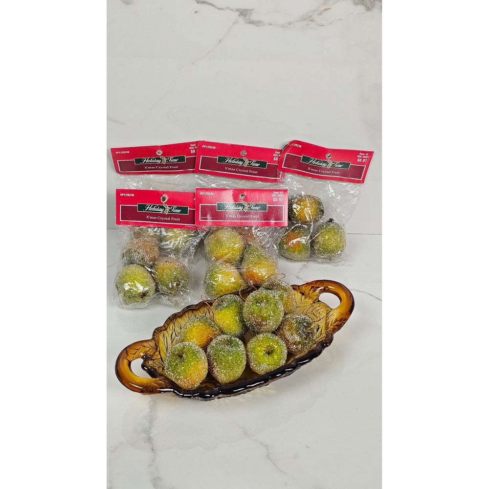 Vintage lot of‎ 23 Holiday Time Xmas Crystal Fruit Ornaments Set of Apples Pears